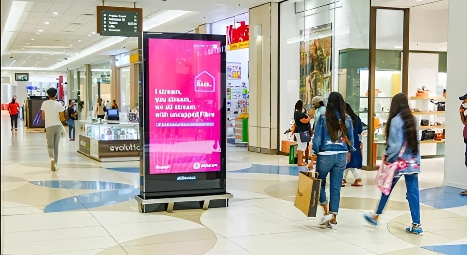 Client-supplied mall walkway display reference