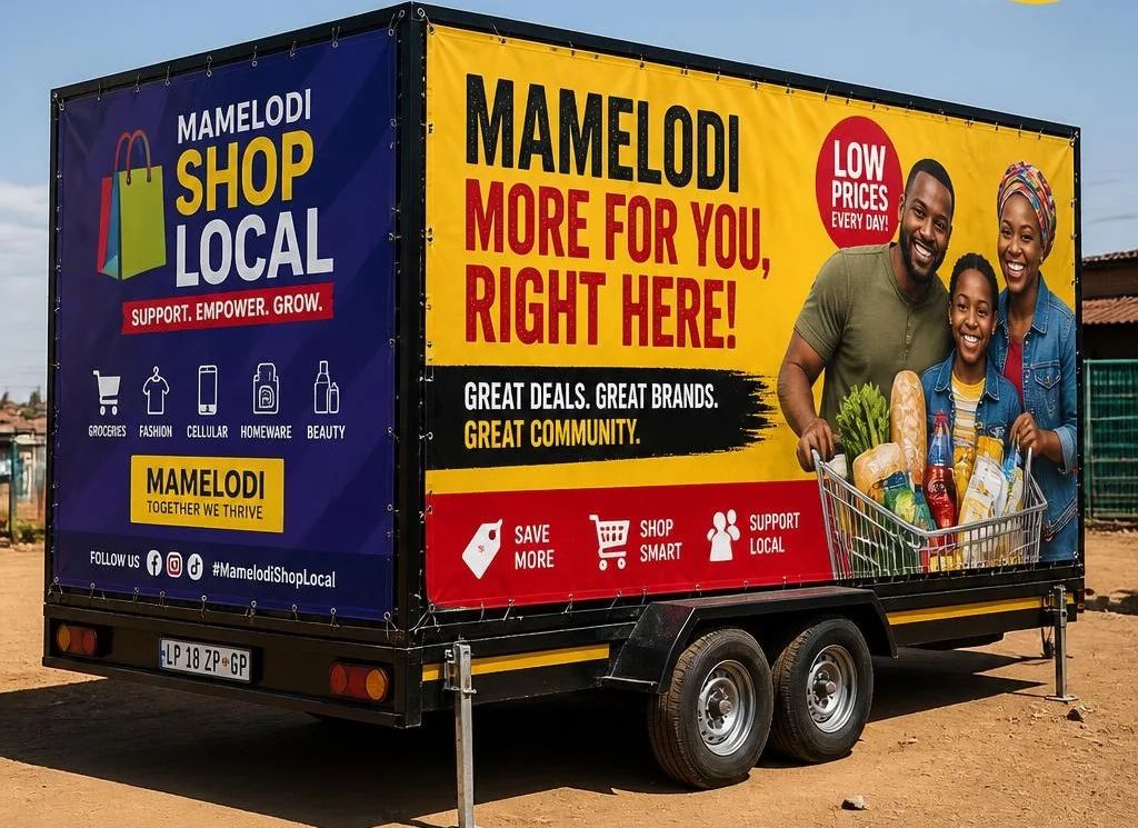 Client-supplied neighbourhood advertising trailer reference