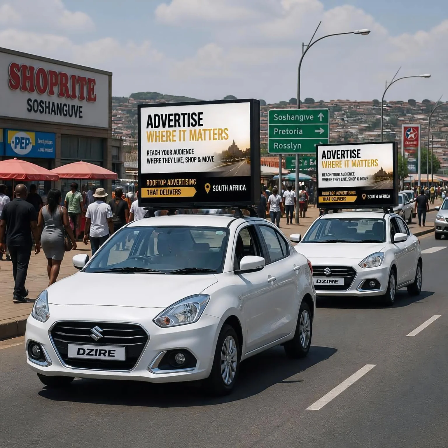 Client-supplied taxi rooftop advertising fleet reference